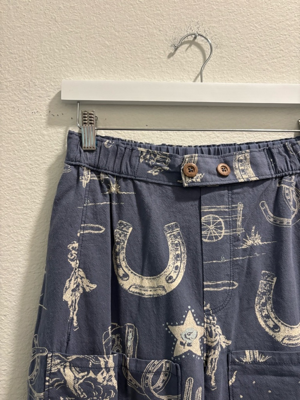 FREE PEOPLE SEASIDE PULL-ON PANTS - INDIGO COMBO/RODEO TIME, size XS - Picture 6 of 11